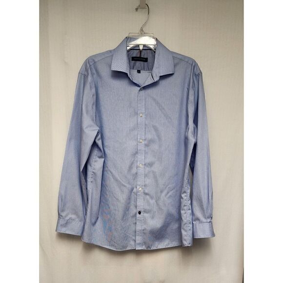 TOMMY HILFIGER SLIM-FIT NON-IRON BUTTON-DOWN SHIRT SIZE 16.5(32-33) COLOR BLUE - Picture 3 of 5